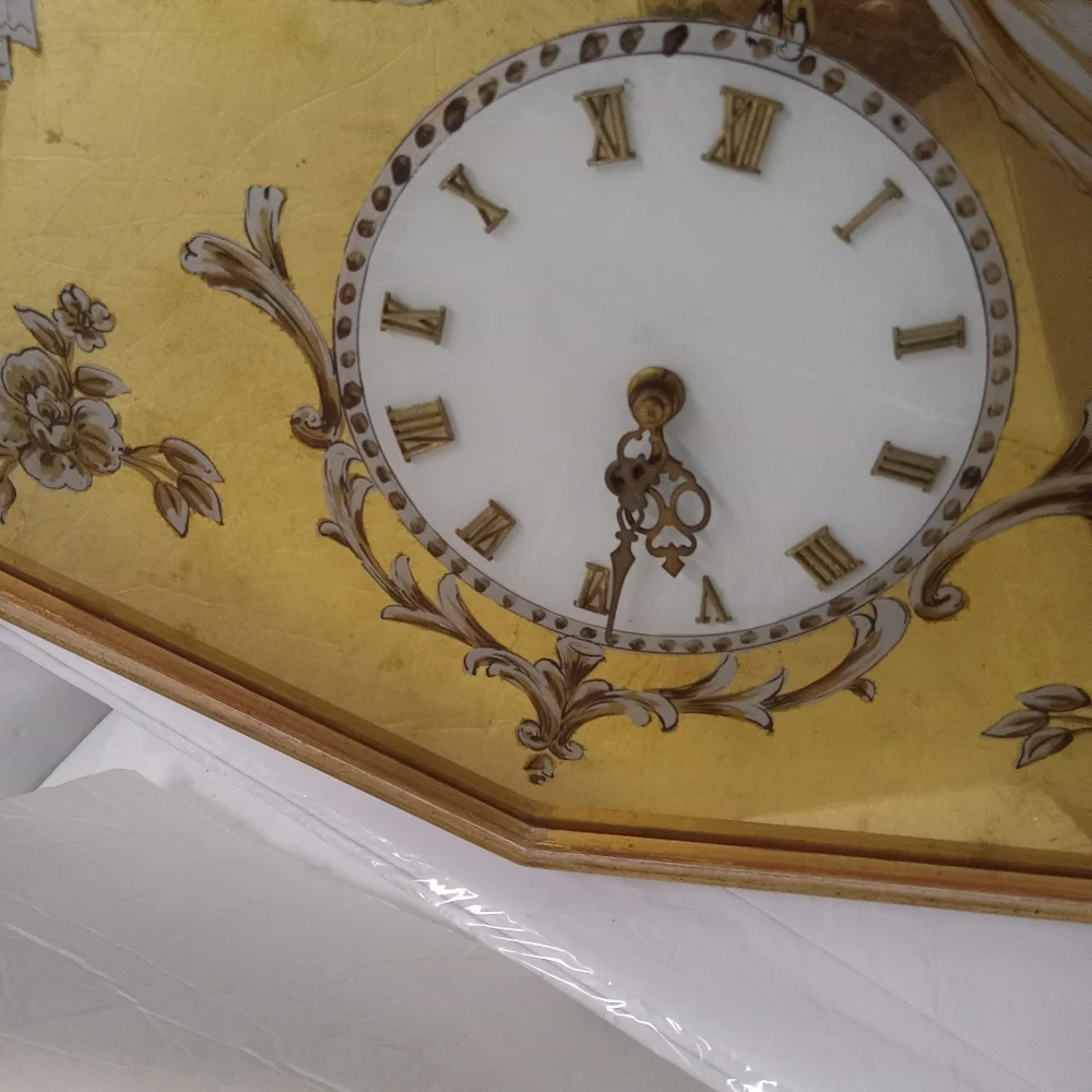 Vintage Victorian Wall Clock, Mirrored Art Decor Half Octagon RARE ,UNIQUE